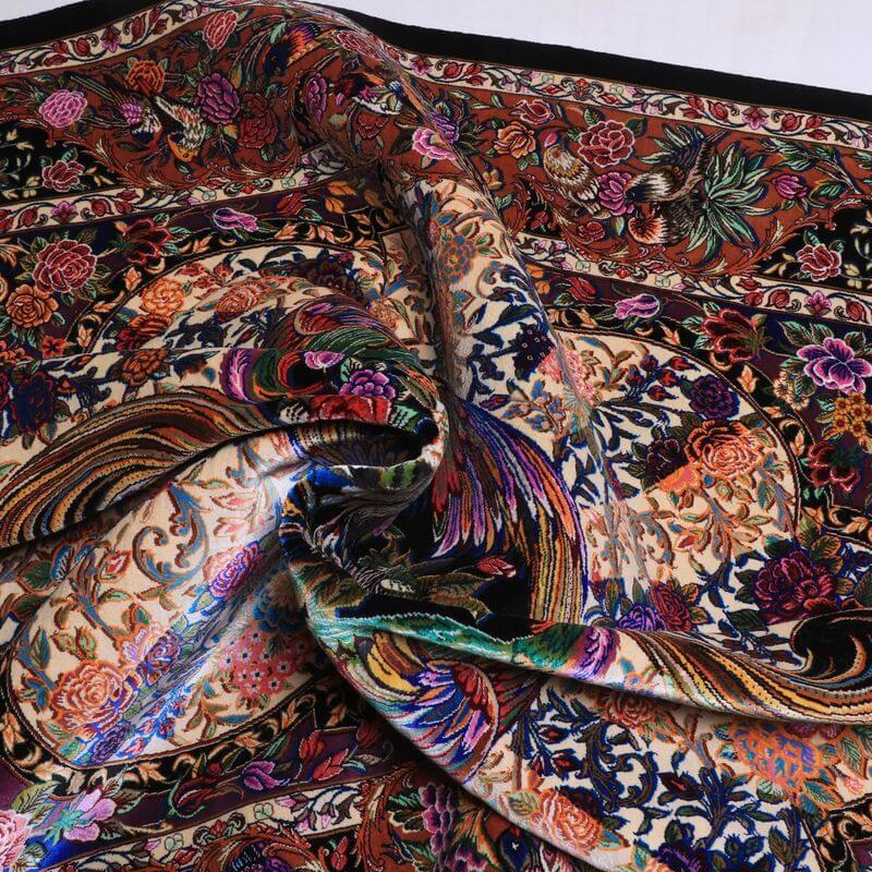 ペルシャ絨毯／モハンマディー工房 193×132cm イラン産 手織り  シルク100％ ラグ  ラグマット（FN-70341）の画像