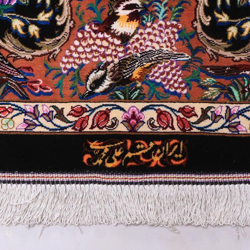 ペルシャ絨毯／モハンマディー工房 193×132cm イラン産 手織り  シルク100％ ラグ  ラグマット（FN-70341）の画像