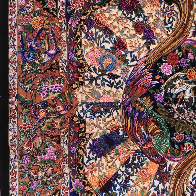 ペルシャ絨毯／モハンマディー工房 193×132cm イラン産 手織り  シルク100％ ラグ  ラグマット（FN-70341）の画像