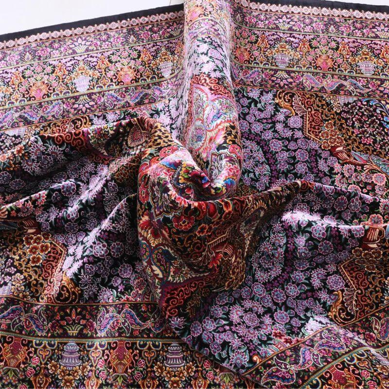 ペルシャ絨毯／ヌーリ工房 206×72cm イラン産 手織り  シルク100％ ラグ  ラグマット（FN-70342）の画像