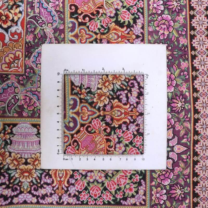 ペルシャ絨毯／ヌーリ工房 206×72cm イラン産 手織り  シルク100％ ラグ  ラグマット（FN-70342）の画像