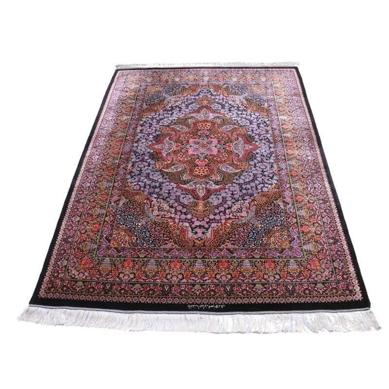 ペルシャ絨毯／ヌーリ工房 206×72cm イラン産 手織り  シルク100％ ラグ  ラグマット（FN-70342）の画像