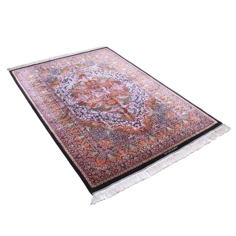 ペルシャ絨毯／ヌーリ工房 206×72cm イラン産 手織り  シルク100％ ラグ  ラグマット（FN-70342）の画像
