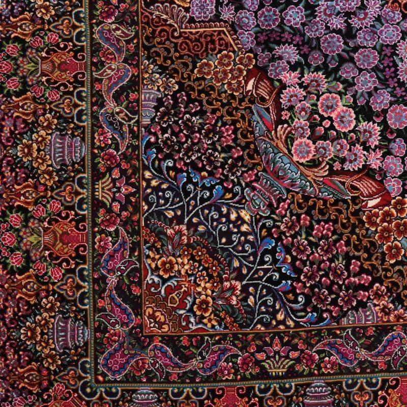 ペルシャ絨毯／ヌーリ工房 206×72cm イラン産 手織り  シルク100％ ラグ  ラグマット（FN-70342）の画像