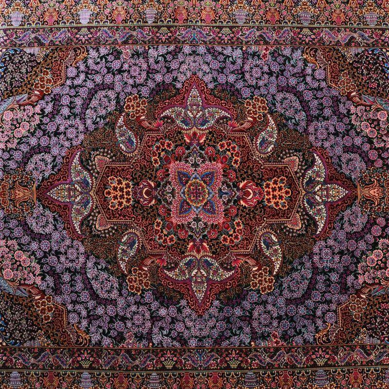 ペルシャ絨毯／ヌーリ工房 206×72cm イラン産 手織り  シルク100％ ラグ  ラグマット（FN-70342）の画像