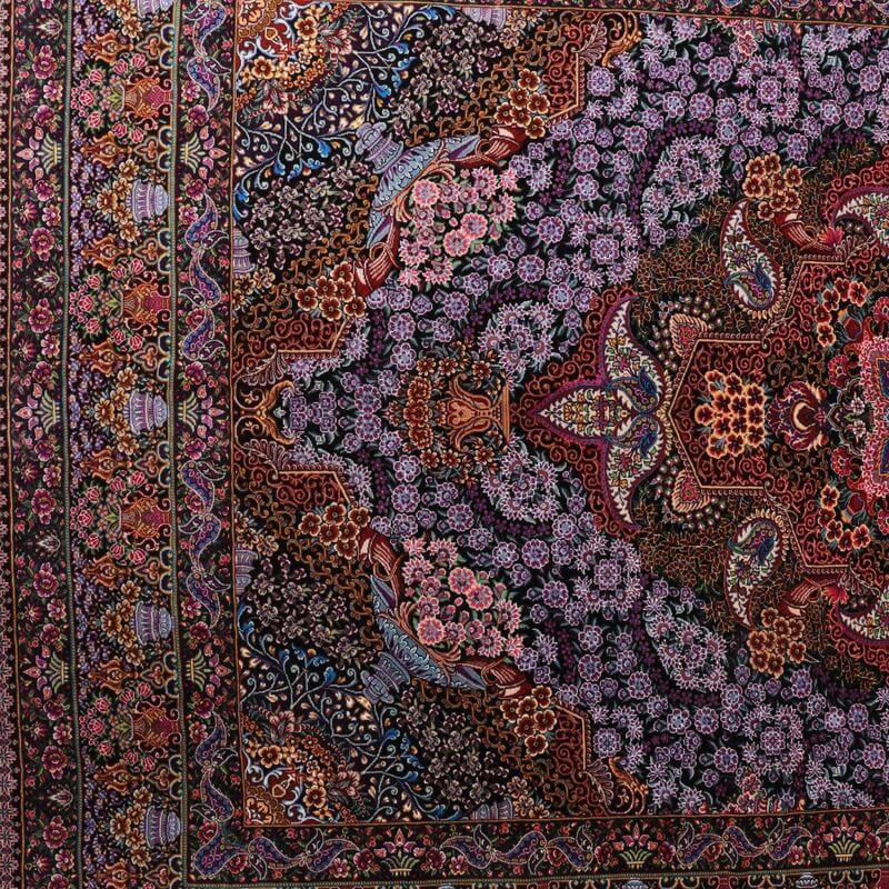 ペルシャ絨毯／ヌーリ工房 206×72cm イラン産 手織り  シルク100％ ラグ  ラグマット（FN-70342）の画像