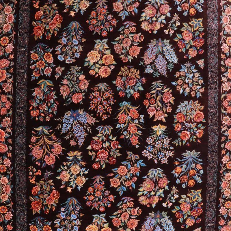 ペルシャ絨毯／モスタファザーデ工房 205×130cm イラン産 手織り  シルク100％ ラグ  ラグマット（FN-70343）の画像