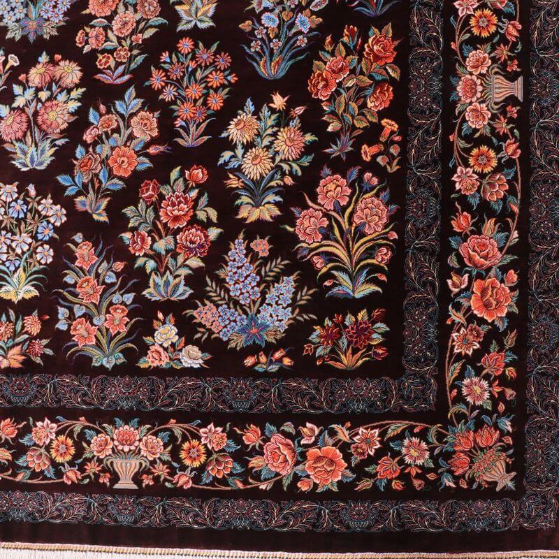 ペルシャ絨毯／モスタファザーデ工房 205×130cm イラン産 手織り  シルク100％ ラグ  ラグマット（FN-70343）の画像