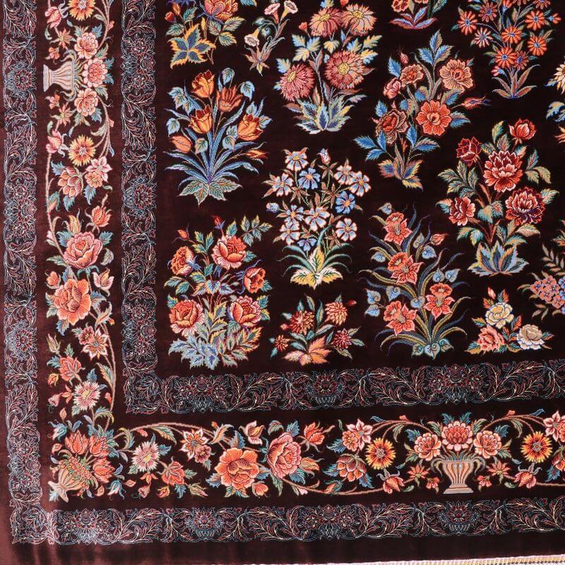ペルシャ絨毯／モスタファザーデ工房 205×130cm イラン産 手織り  シルク100％ ラグ  ラグマット（FN-70343）の画像