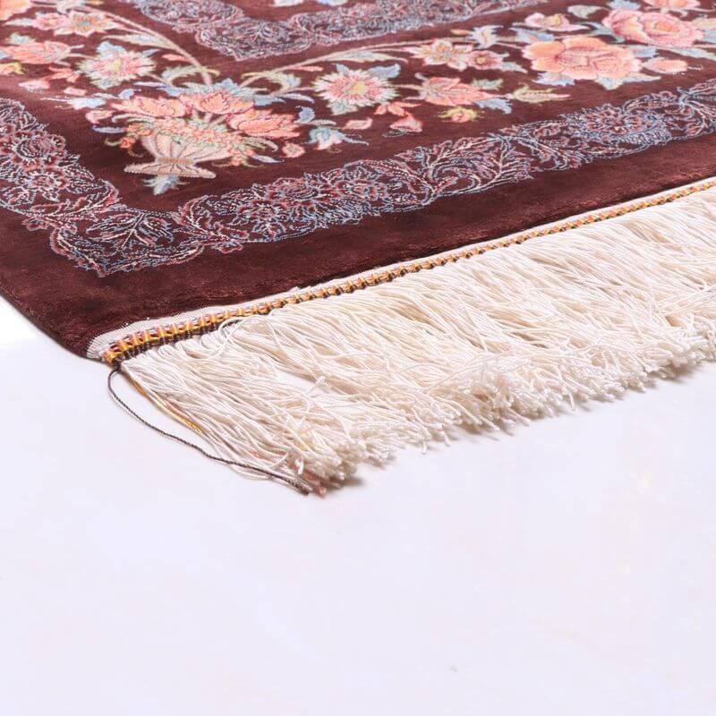 ペルシャ絨毯／モスタファザーデ工房 205×130cm イラン産 手織り  シルク100％ ラグ  ラグマット（FN-70343）の画像