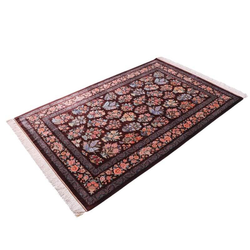 ペルシャ絨毯／モスタファザーデ工房 205×130cm イラン産 手織り  シルク100％ ラグ  ラグマット（FN-70343）の画像