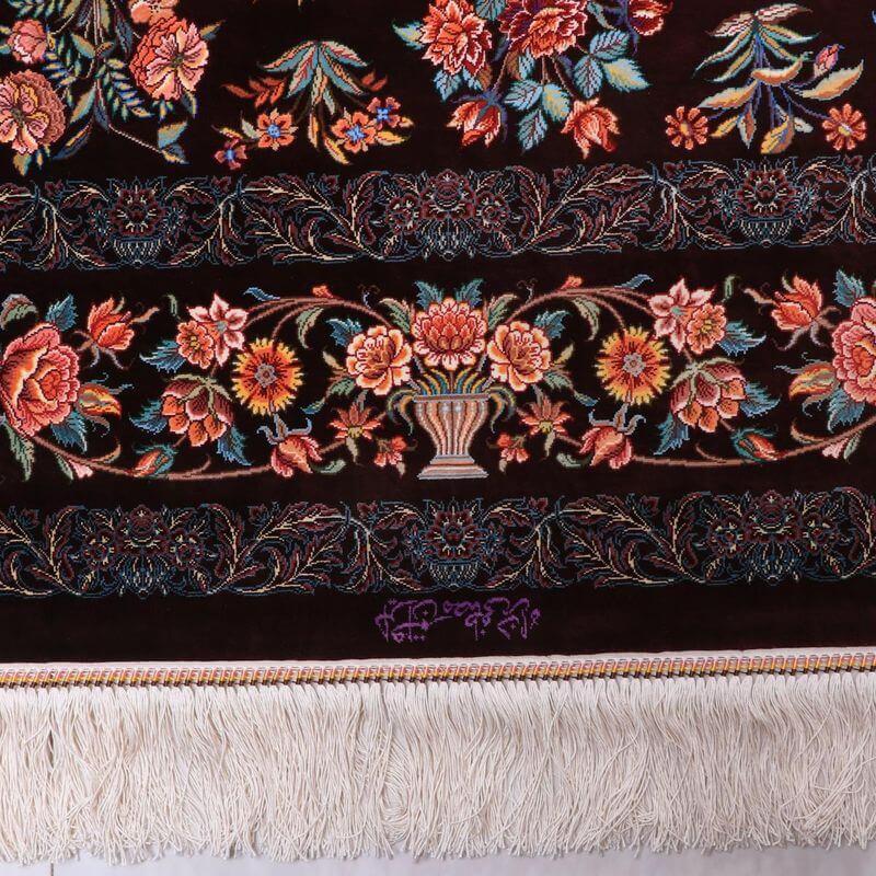ペルシャ絨毯／モスタファザーデ工房 205×130cm イラン産 手織り  シルク100％ ラグ  ラグマット（FN-70343）の画像