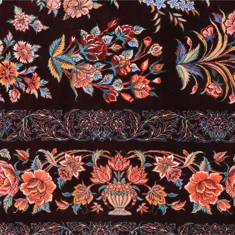ペルシャ絨毯／モスタファザーデ工房 205×130cm イラン産 手織り  シルク100％ ラグ  ラグマット（FN-70343）の画像
