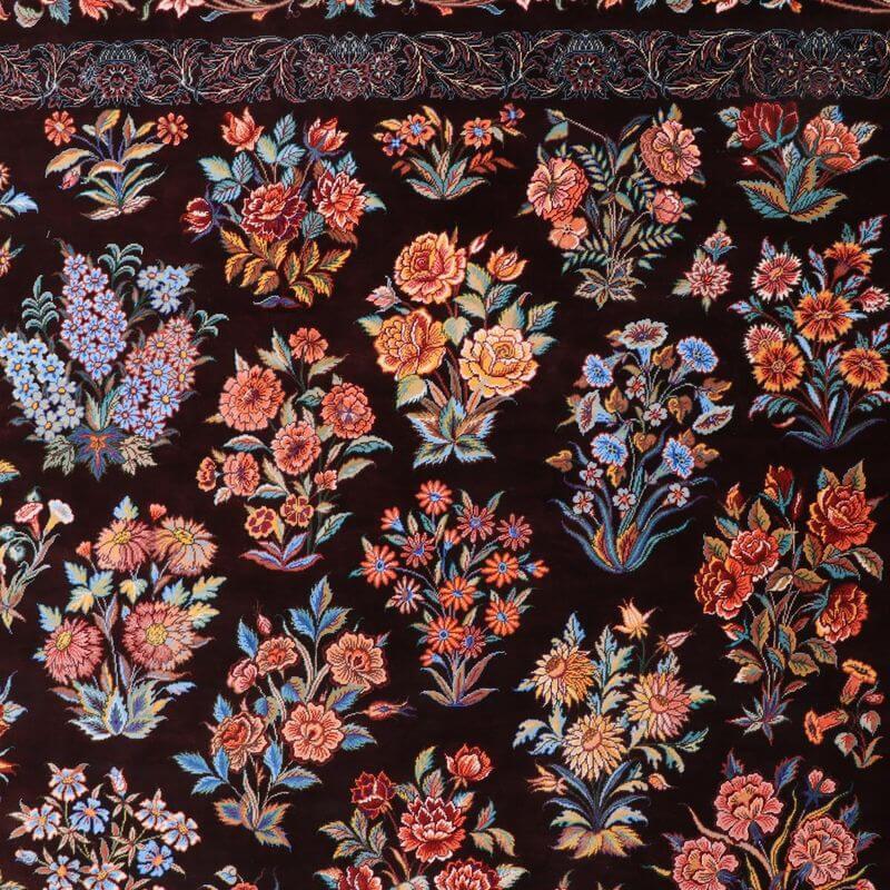 ペルシャ絨毯／モスタファザーデ工房 205×130cm イラン産 手織り  シルク100％ ラグ  ラグマット（FN-70343）の画像