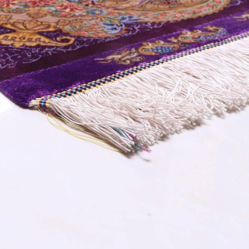 ペルシャ絨毯／マラーム工房 212×137cm イラン産 手織り  シルク100％ ラグ  ラグマット（FN-70344）の画像