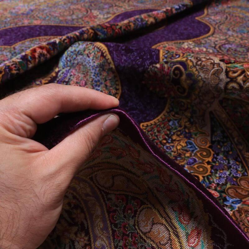ペルシャ絨毯／マラーム工房 212×137cm イラン産 手織り  シルク100％ ラグ  ラグマット（FN-70344）の画像