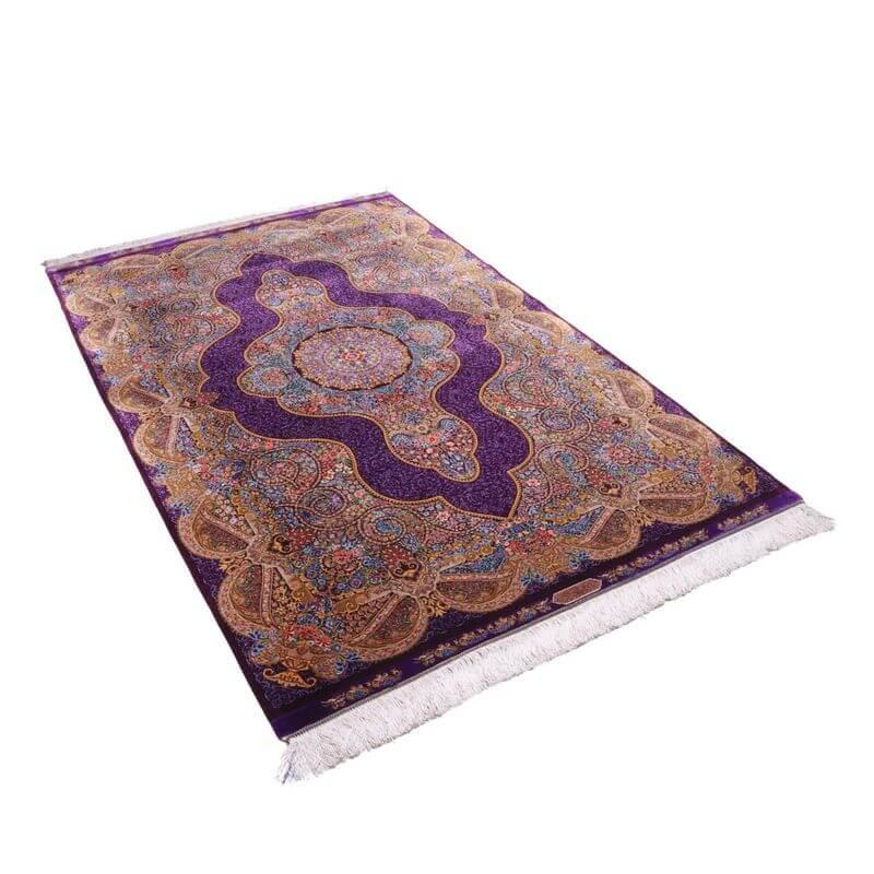 ペルシャ絨毯／マラーム工房 212×137cm イラン産 手織り  シルク100％ ラグ  ラグマット（FN-70344）の画像