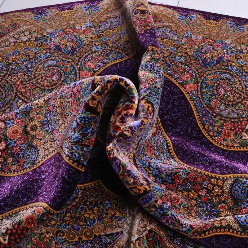 ペルシャ絨毯／マラーム工房 212×137cm イラン産 手織り  シルク100％ ラグ  ラグマット（FN-70344）の画像