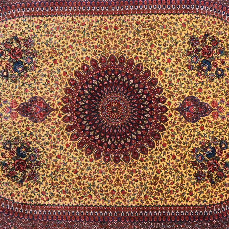 ペルシャ絨毯／クム 203×144cm イラン産 手織り  シルク100％ ラグ  ラグマット（FN-70345）の画像