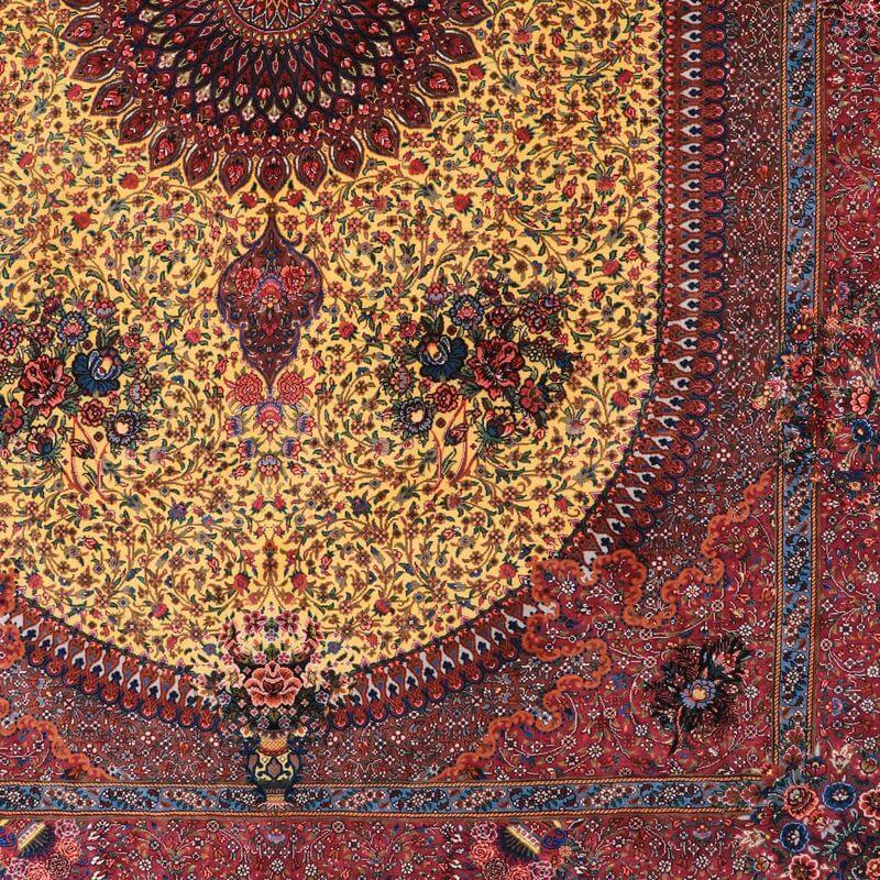 ペルシャ絨毯／クム 203×144cm イラン産 手織り  シルク100％ ラグ  ラグマット（FN-70345）の画像