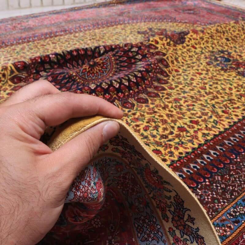 ペルシャ絨毯／クム 203×144cm イラン産 手織り  シルク100％ ラグ  ラグマット（FN-70345）の画像
