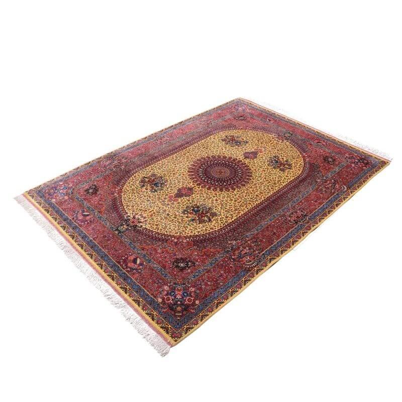 ペルシャ絨毯／クム 203×144cm イラン産 手織り  シルク100％ ラグ  ラグマット（FN-70345）の画像