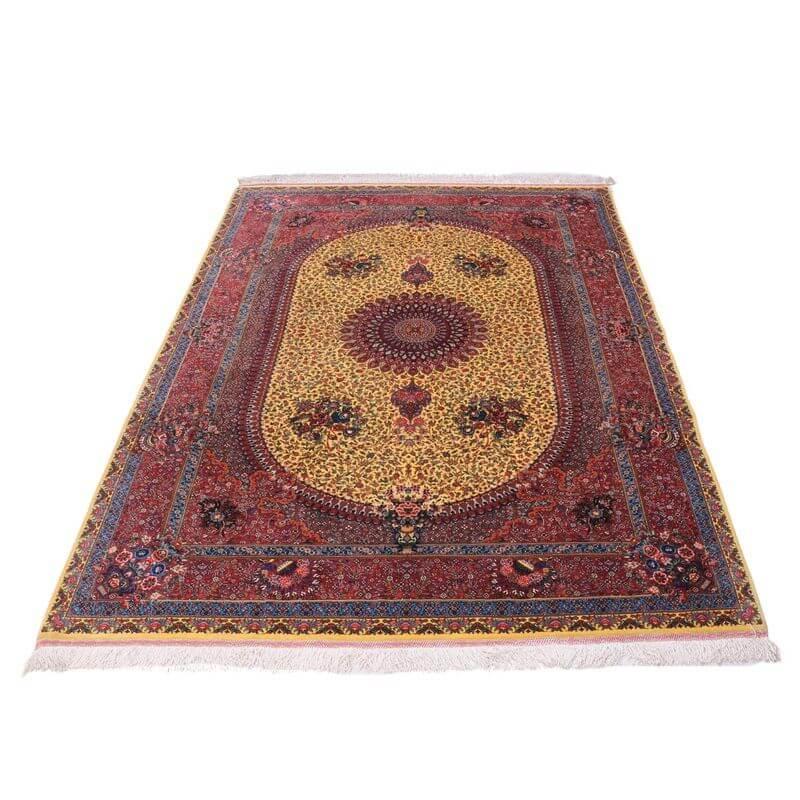 ペルシャ絨毯／クム 203×144cm イラン産 手織り  シルク100％ ラグ  ラグマット（FN-70345）の画像