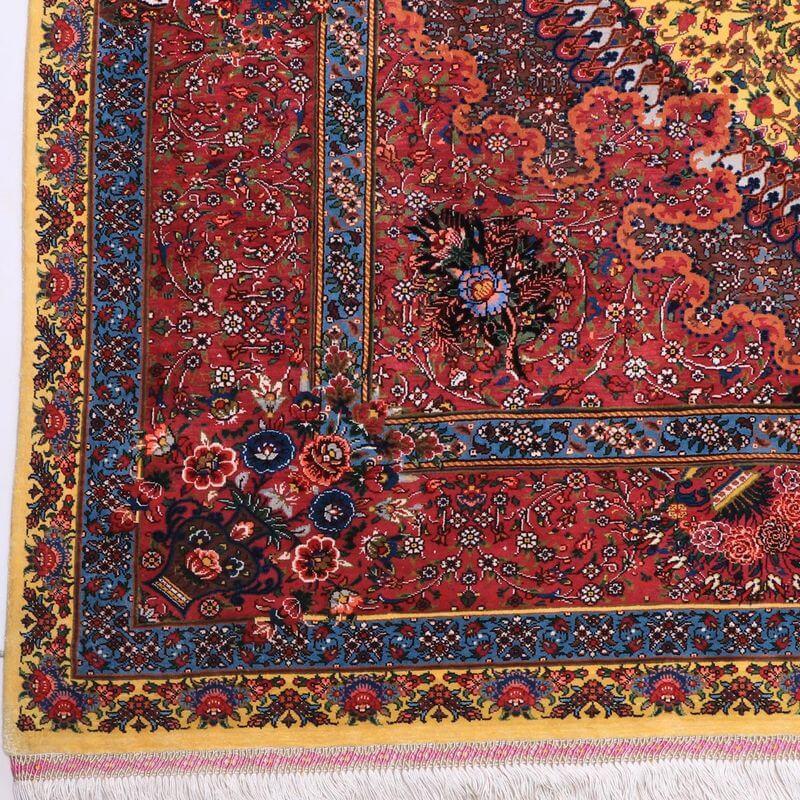 ペルシャ絨毯／クム 203×144cm イラン産 手織り  シルク100％ ラグ  ラグマット（FN-70345）の画像