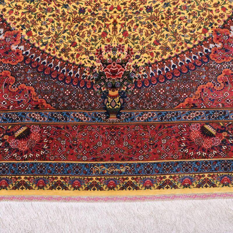 ペルシャ絨毯／クム 203×144cm イラン産 手織り  シルク100％ ラグ  ラグマット（FN-70345）の画像