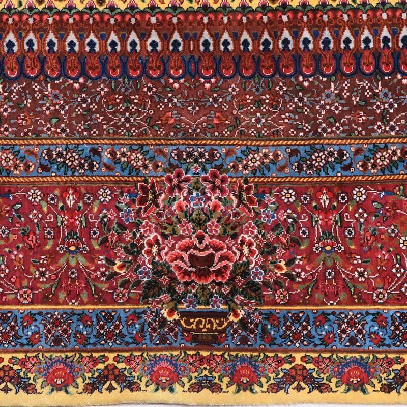 ペルシャ絨毯／クム 203×144cm イラン産 手織り  シルク100％ ラグ  ラグマット（FN-70345）の画像