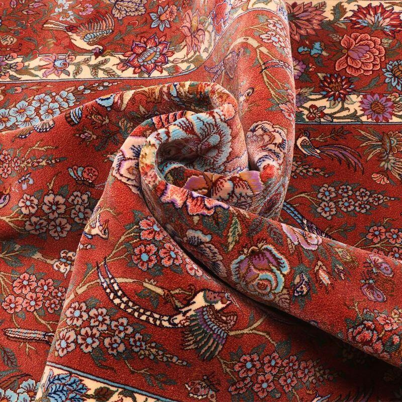 ペルシャ絨毯／ホセイン工房 158×105cm イラン産 手織り  シルク100％ ラグ  ラグマット（FN-70346）の画像