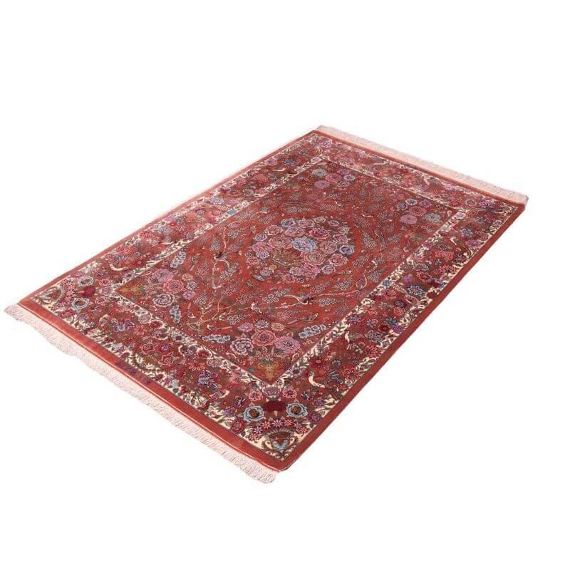 ペルシャ絨毯／ホセイン工房 158×105cm イラン産 手織り  シルク100％ ラグ  ラグマット（FN-70346）の画像
