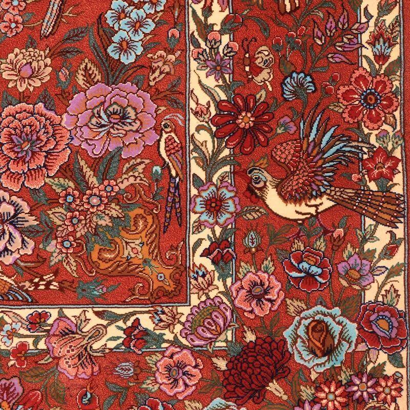 ペルシャ絨毯／ホセイン工房 158×105cm イラン産 手織り  シルク100％ ラグ  ラグマット（FN-70346）の画像