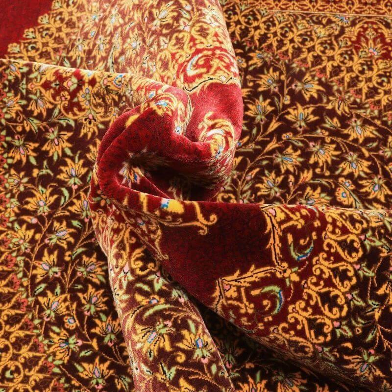 ペルシャ絨毯／ムーサビ工房 148×98cm イラン産 手織り  シルク100％ ラグ  ラグマット（FN-70347）の画像