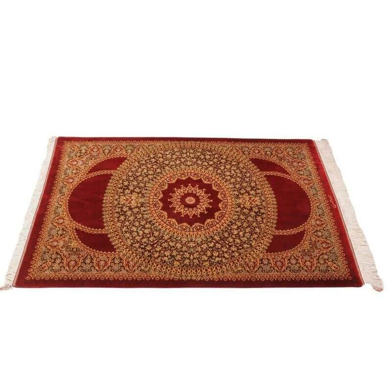 ペルシャ絨毯／ムーサビ工房 148×98cm イラン産 手織り  シルク100％ ラグ  ラグマット（FN-70347）の画像