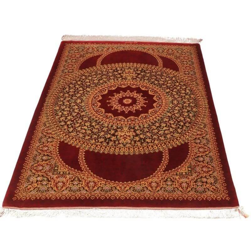 ペルシャ絨毯／ムーサビ工房 148×98cm イラン産 手織り  シルク100％ ラグ  ラグマット（FN-70347）の画像