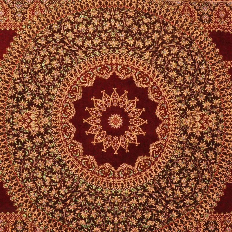 ペルシャ絨毯／ムーサビ工房 148×98cm イラン産 手織り  シルク100％ ラグ  ラグマット（FN-70347）の画像
