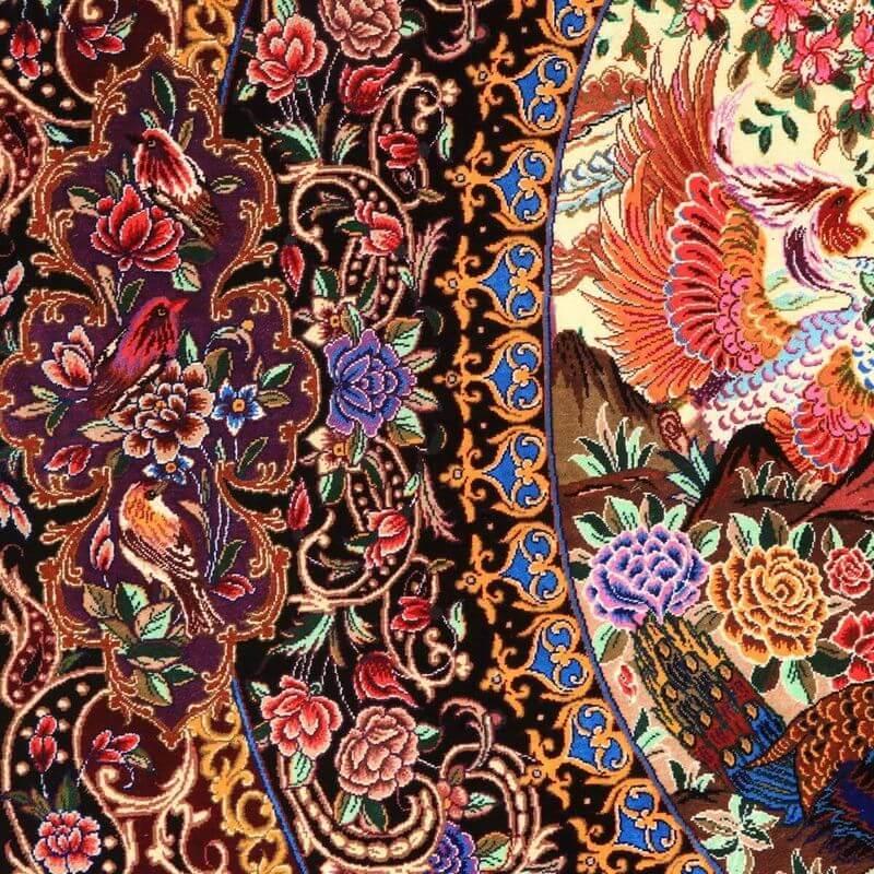 ペルシャ絨毯／モハンマディ 148×100cm イラン産 手織り  シルク100％ ラグ  ラグマット（FN-70349）の画像