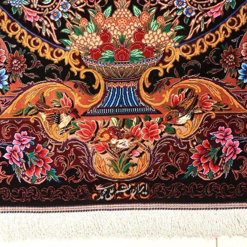 ペルシャ絨毯／モハンマディ 148×100cm イラン産 手織り  シルク100％ ラグ  ラグマット（FN-70349）の画像