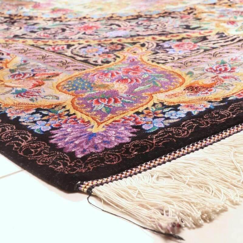 ペルシャ絨毯／モハンマディ 148×100cm イラン産 手織り  シルク100％ ラグ  ラグマット（FN-70349）の画像