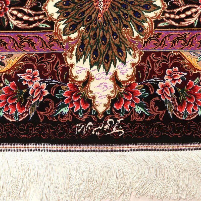 ペルシャ絨毯／モハンマディ 148×100cm イラン産 手織り  シルク100％ ラグ  ラグマット（FN-70349）の画像