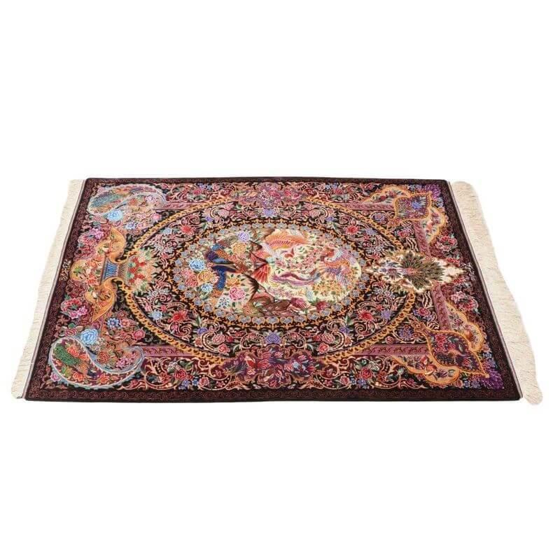ペルシャ絨毯／モハンマディ 148×100cm イラン産 手織り  シルク100％ ラグ  ラグマット（FN-70349）の画像