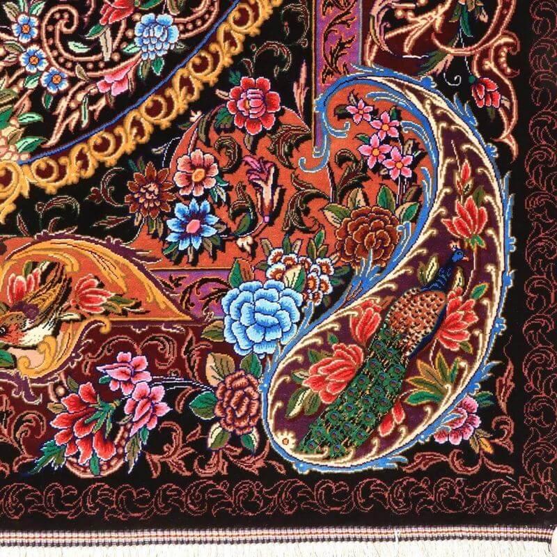 ペルシャ絨毯／モハンマディ 148×100cm イラン産 手織り  シルク100％ ラグ  ラグマット（FN-70349）の画像