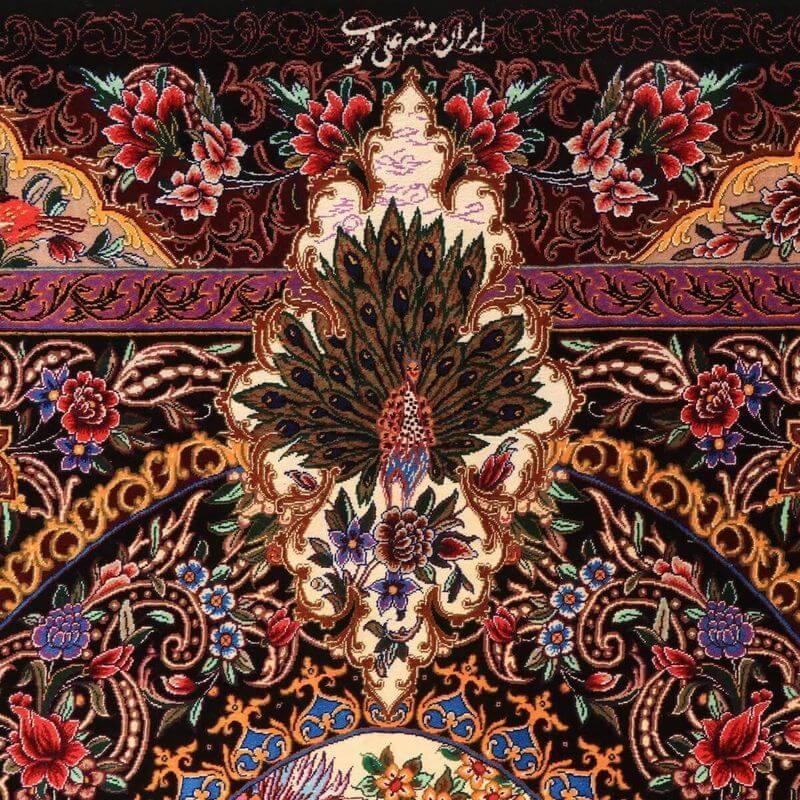 ペルシャ絨毯／モハンマディ 148×100cm イラン産 手織り  シルク100％ ラグ  ラグマット（FN-70349）の画像