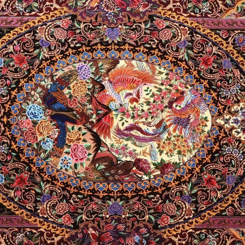 ペルシャ絨毯／モハンマディ 148×100cm イラン産 手織り  シルク100％ ラグ  ラグマット（FN-70349）の画像
