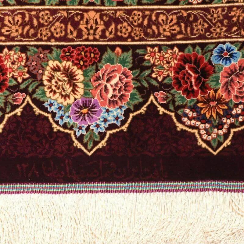 ペルシャ絨毯／エスファハーニヤン工房 128番 153×98cm イラン産 手織り  シルク100％ ラグ  ラグマット（FN-70350）の画像