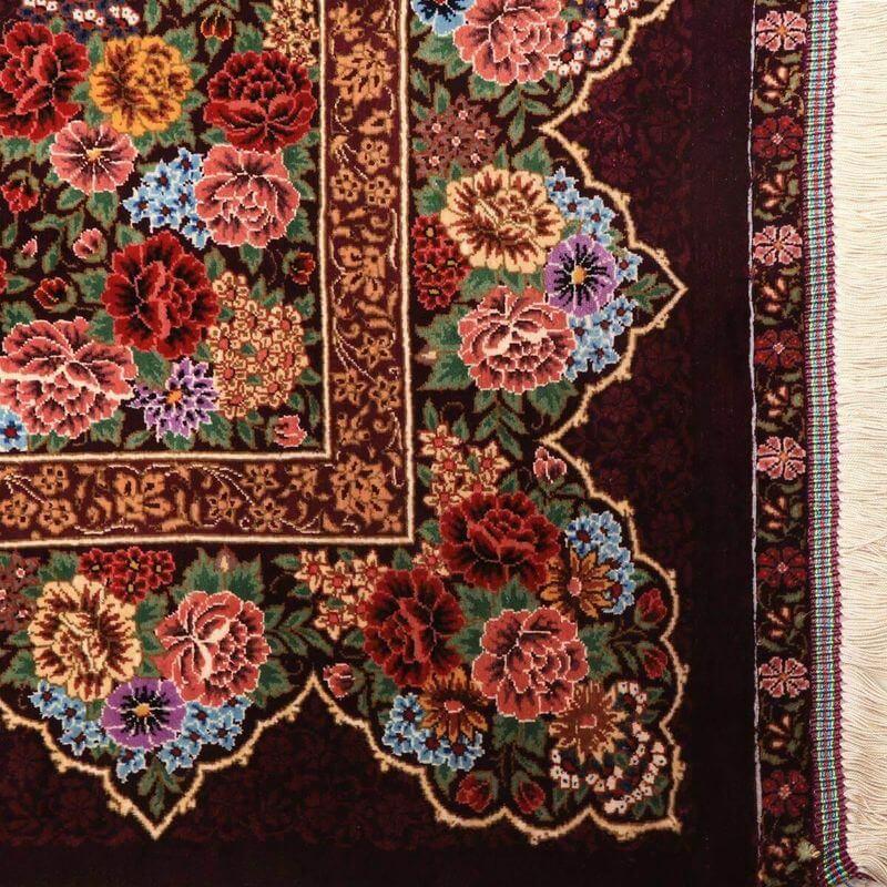 ペルシャ絨毯／エスファハーニヤン工房 128番 153×98cm イラン産 手織り  シルク100％ ラグ  ラグマット（FN-70350）の画像