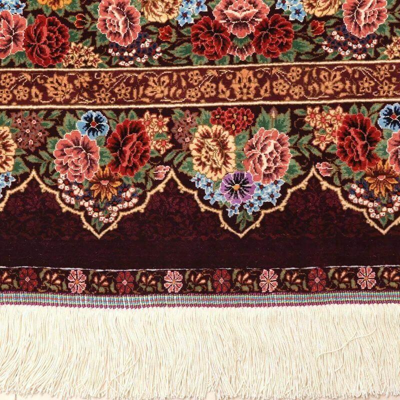 ペルシャ絨毯／エスファハーニヤン工房 128番 153×98cm イラン産 手織り  シルク100％ ラグ  ラグマット（FN-70350）の画像
