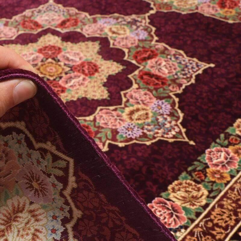 ペルシャ絨毯／エスファハーニヤン工房 128番 153×98cm イラン産 手織り  シルク100％ ラグ  ラグマット（FN-70350）の画像