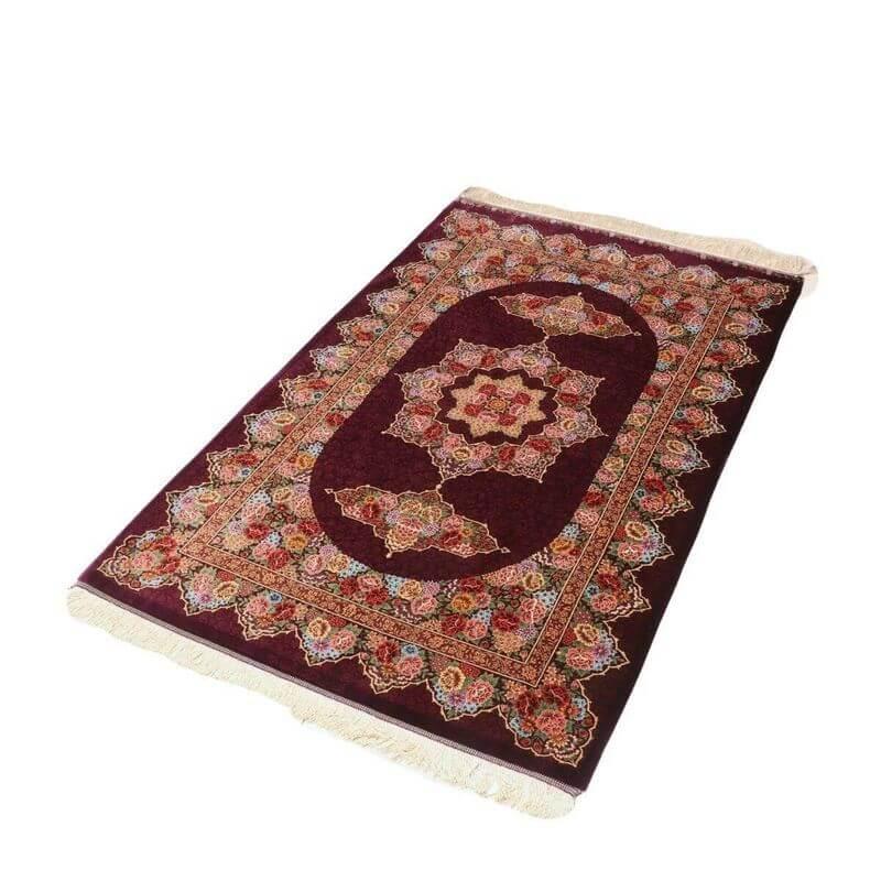 ペルシャ絨毯／エスファハーニヤン工房 128番 153×98cm イラン産 手織り  シルク100％ ラグ  ラグマット（FN-70350）の画像